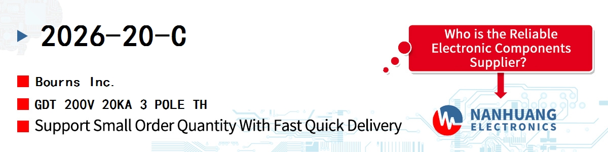 2026-20-C Bourns GDT 200V 20KA 3 POLE TH