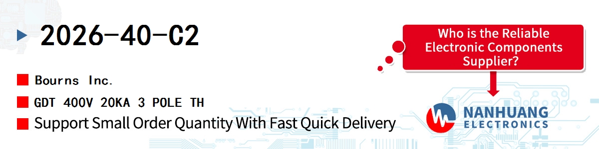 2026-40-C2 Bourns GDT 400V 20KA 3 POLE TH