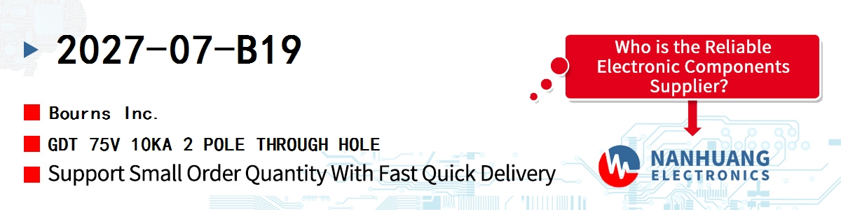 2027-07-B19 Bourns GDT 75V 10KA 2 POLE THROUGH HOLE