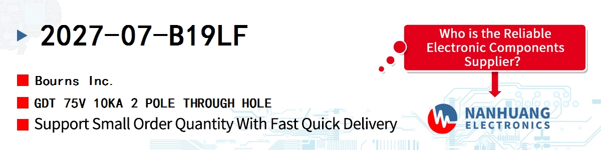 2027-07-B19LF Bourns GDT 75V 10KA 2 POLE THROUGH HOLE