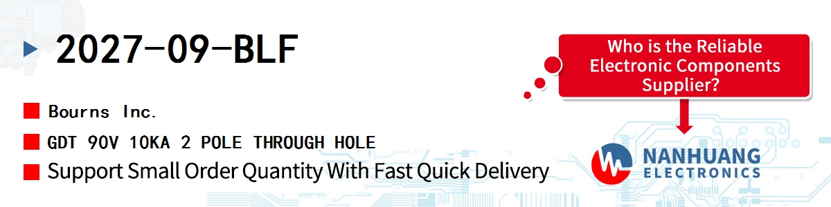 2027-09-BLF Bourns GDT 90V 10KA 2 POLE THROUGH HOLE