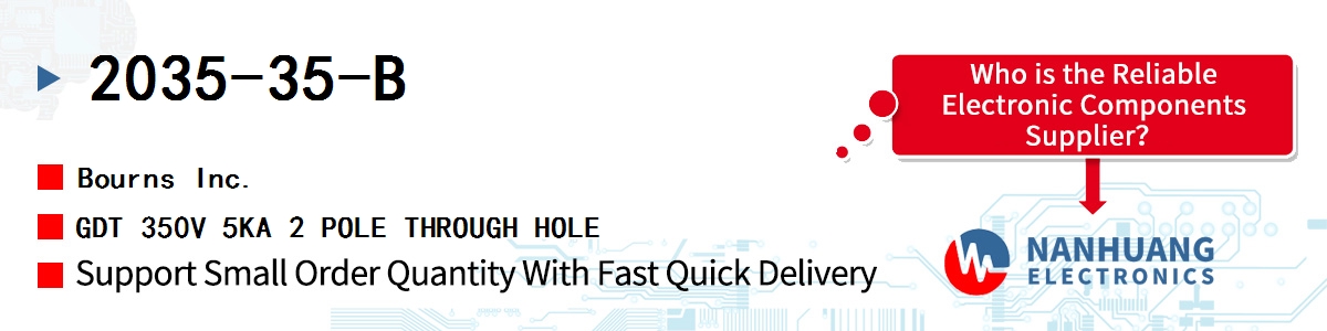 2035-35-B Bourns GDT 350V 5KA 2 POLE THROUGH HOLE