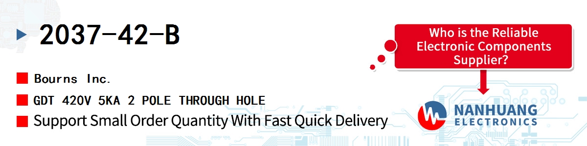 2037-42-B Bourns GDT 420V 5KA 2 POLE THROUGH HOLE