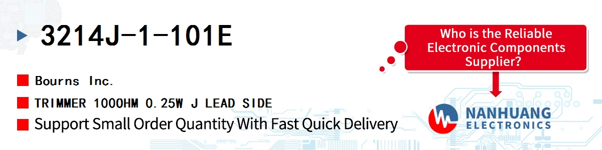 3214J-1-101E Bourns TRIMMER 100OHM 0.25W J LEAD SIDE