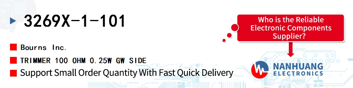 3269X-1-101 Bourns TRIMMER 100 OHM 0.25W GW SIDE