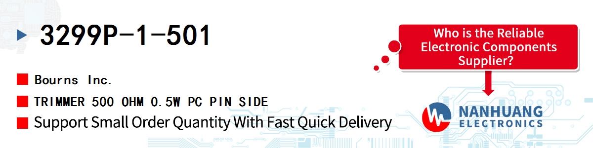 3299P-1-501 Bourns TRIMMER 500 OHM 0.5W PC PIN SIDE