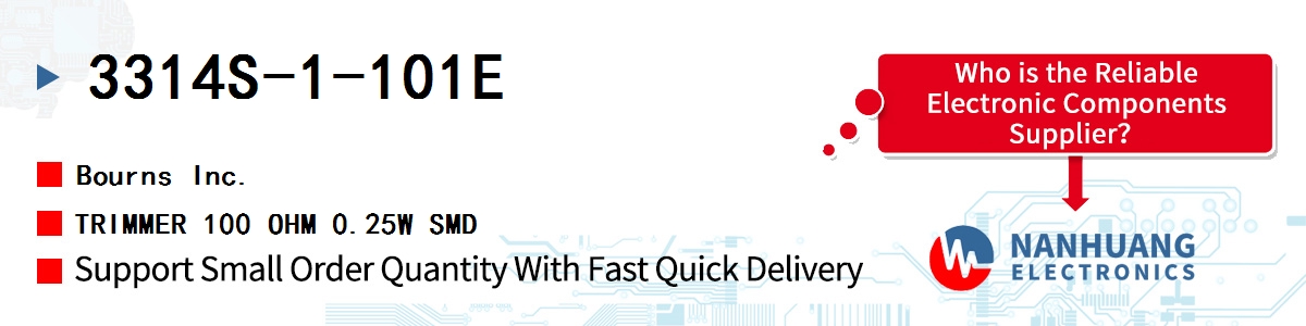 3314S-1-101E Bourns TRIMMER 100 OHM 0.25W SMD