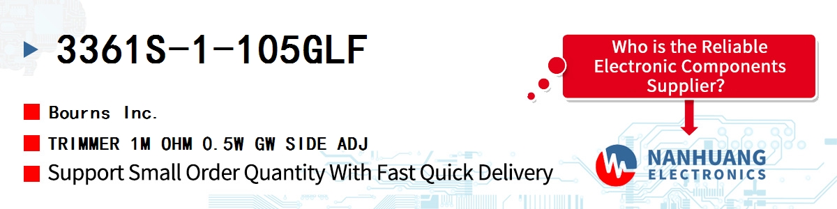 3361S-1-105GLF Bourns TRIMMER 1M OHM 0.5W GW SIDE ADJ