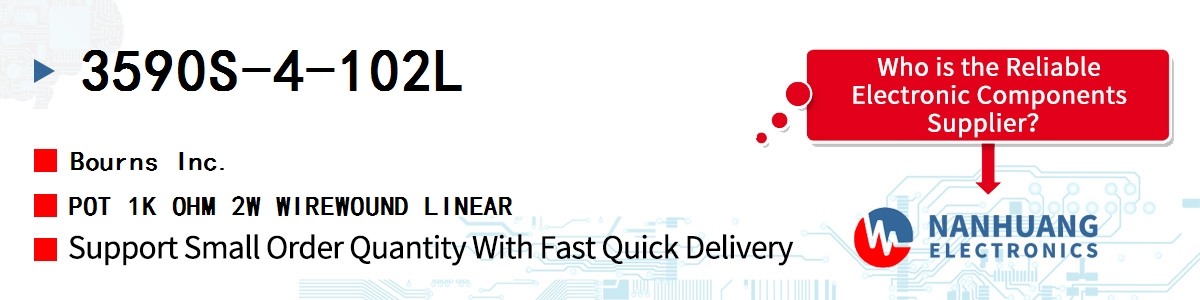 3590S-4-102L Bourns POT 1K OHM 2W WIREWOUND LINEAR