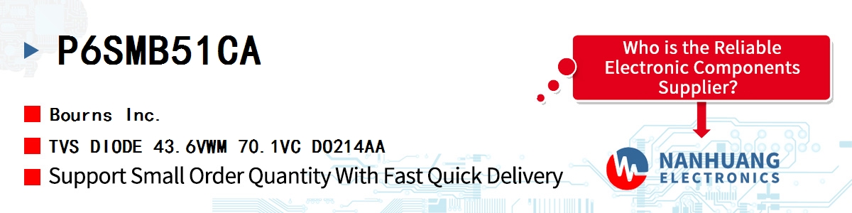 P6SMB51CA Bourns TVS DIODE 43.6VWM 70.1VC DO214AA