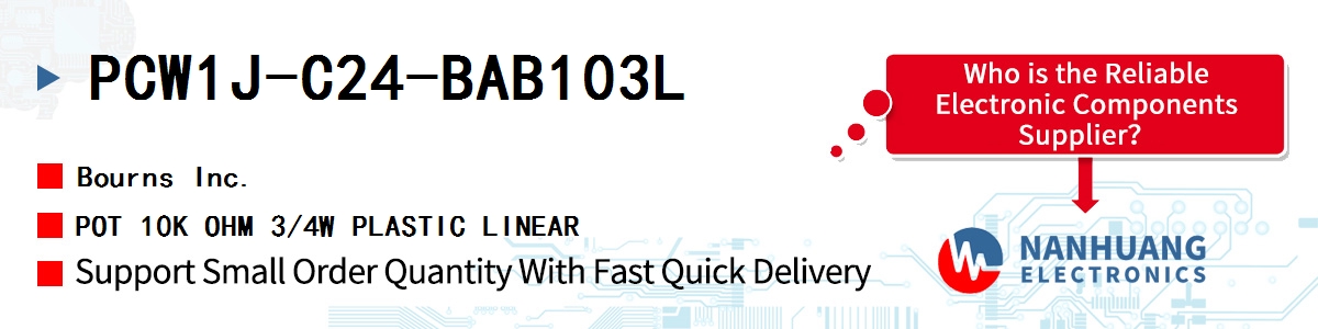 PCW1J-C24-BAB103L Bourns POT 10K OHM 3/4W PLASTIC LINEAR