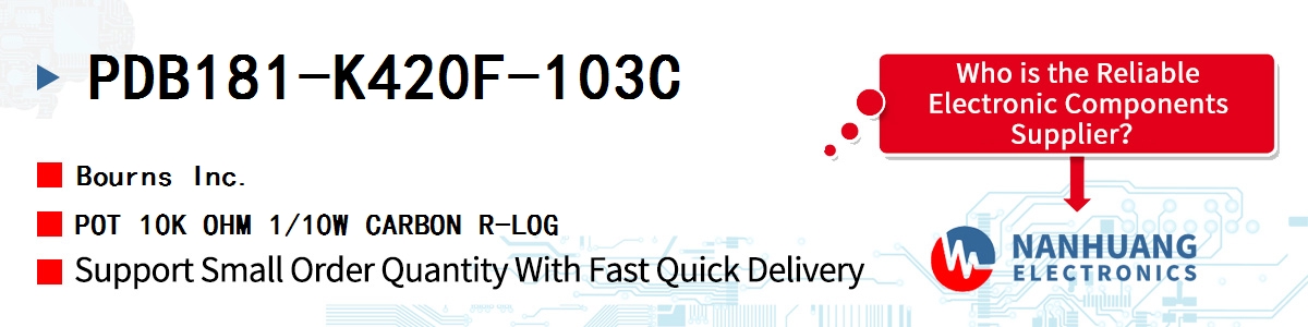 PDB181-K420F-103C Bourns POT 10K OHM 1/10W CARBON R-LOG
