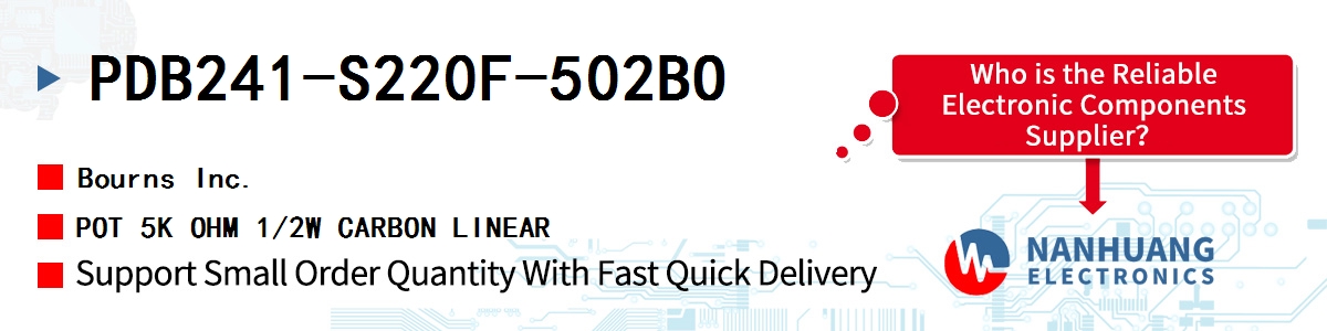 PDB241-S220F-502BO Bourns POT 5K OHM 1/2W CARBON LINEAR