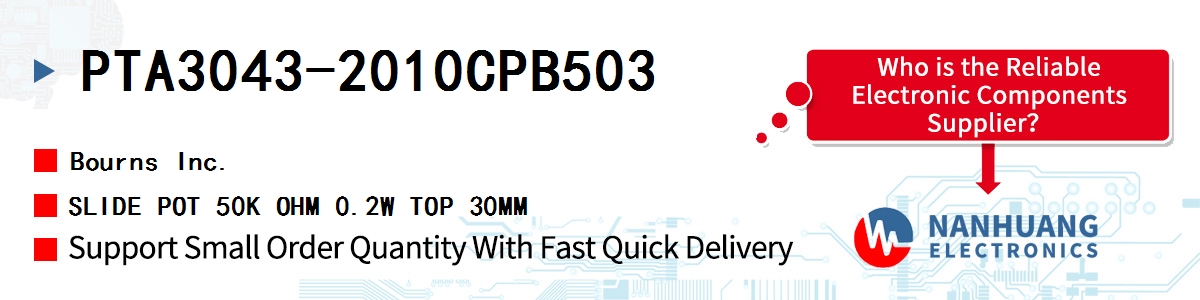 PTA3043-2010CPB503 Bourns SLIDE POT 50K OHM 0.2W TOP 30MM