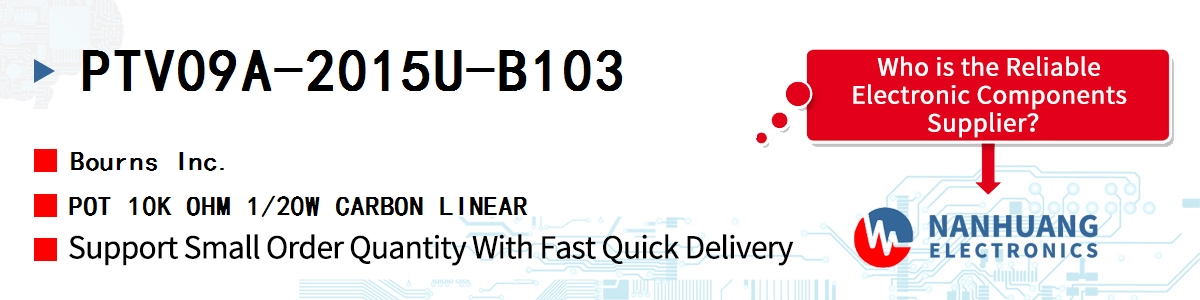 PTV09A-2015U-B103 Bourns POT 10K OHM 1/20W CARBON LINEAR