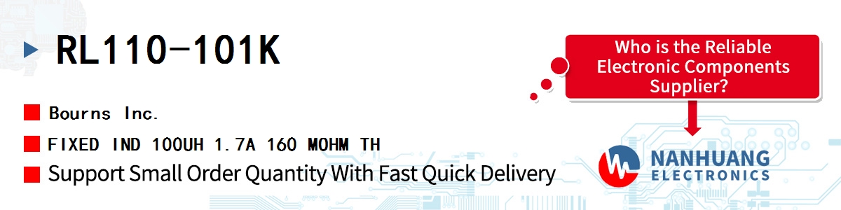 RL110-101K Bourns FIXED IND 100UH 1.7A 160 MOHM TH