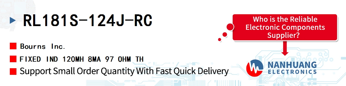 RL181S-124J-RC Bourns FIXED IND 120MH 8MA 97 OHM TH