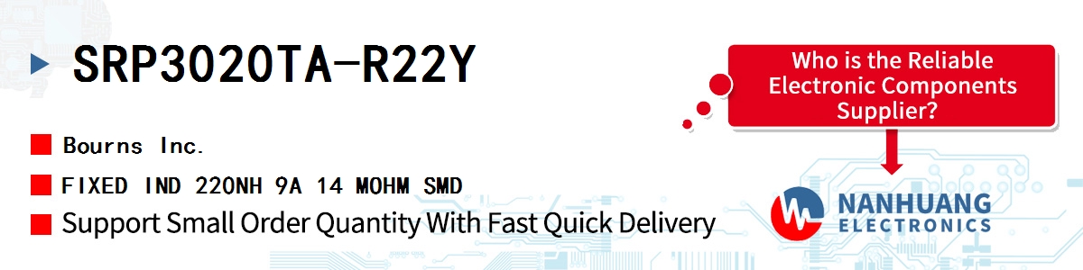 SRP3020TA-R22Y Bourns FIXED IND 220NH 9A 14 MOHM SMD